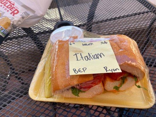 Italian sub with bacon potato salad