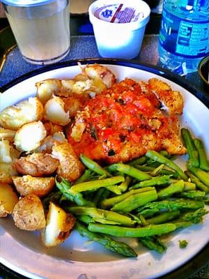 Chicken Bruschetta, Asparagus, and Baby Baker Potatoes