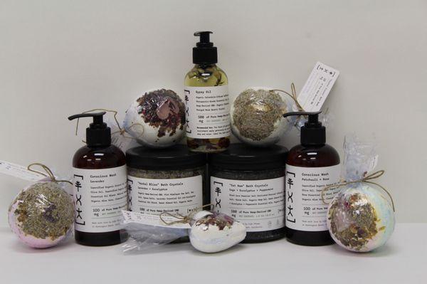 Bath Salts, Bath Bombs, Body Wash, and Massage Oil