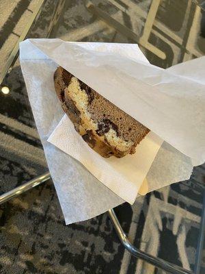 A slice of marble loaf cake