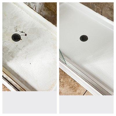 shower cleaning before and after