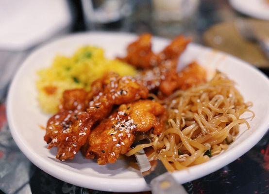 KFC ($20) - Korean Fried Chicken or Cauliflower, tossed in Sweet Chili Sauce, served with Jasmine Rice & Bean Sprout Salad