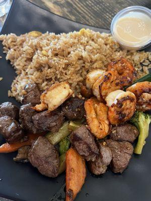 Hibachi 6. Shrimp and Steak Dinner Combo with Fried Ricw