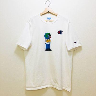 DTG print on Champion tee.