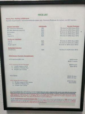 Price list as of 8/26/21