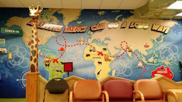 Cheery emergency room waiting area.