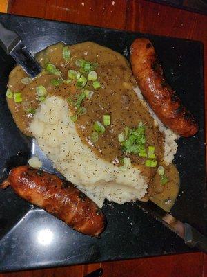 Bangers and mash, Texas style, not British style, but still good stuff.