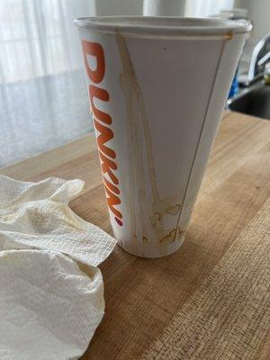 The Dunkin Donuts Inferior Paper Cup that ALWAYS leaks.