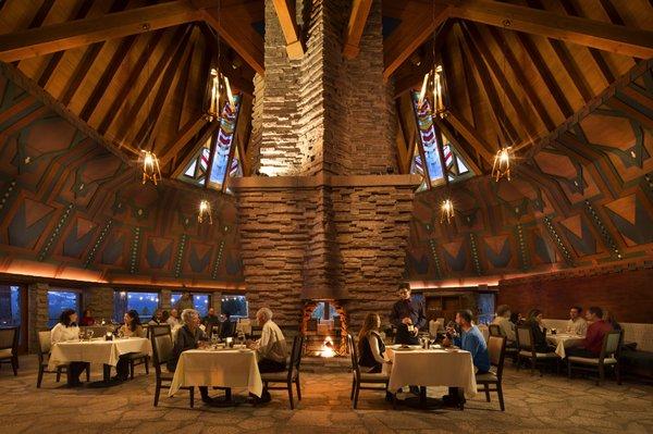 Dining in the Frank Lloyd Wright designed Wigwam room located in our main clubhouse, just up the hill from our Lodge & Altitude rec center.