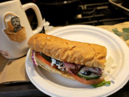 @Subway Liliha; 5/6/2024. Thanks Hubby David 4 picking up our Shared, Foot Long *Pastrami* Sandwich. 6" ea. For us :) :).