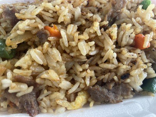 Beef Fried Rice. Extreme close up version.