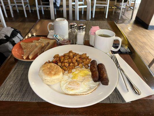 Breakfast platter with Turmeric and Ginger tea