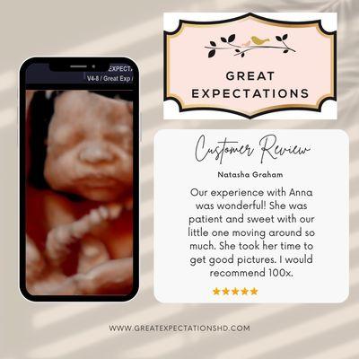 High definition ultrasound photos of your baby right to your phone following your ultrasound session.