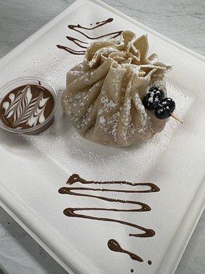 Experience the ultimate dessert fusion: brownie, ice cream, strawberry, and chocolate in one irresistible pouch crepe.