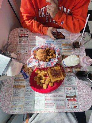 diner double with fried okra & (red plate) chicken fried steak sandwich with fried pickles chilled root beer, menu