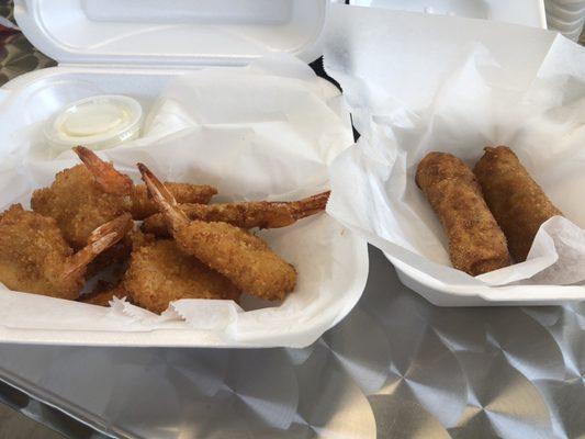 Shrimp order and side of egg rolls