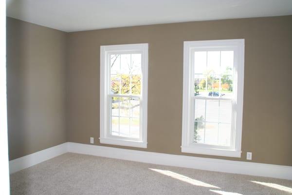 New White Double Hung Windows with new interior trim