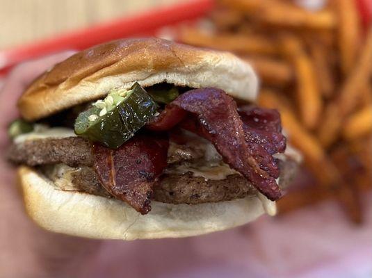 Double Cheese Burger with Beef Bacon