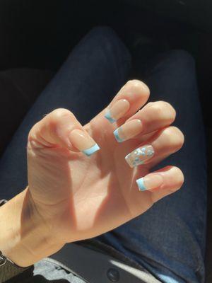 Colored French tip with nail design