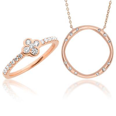 Delicate rose gold diamond jewelry.