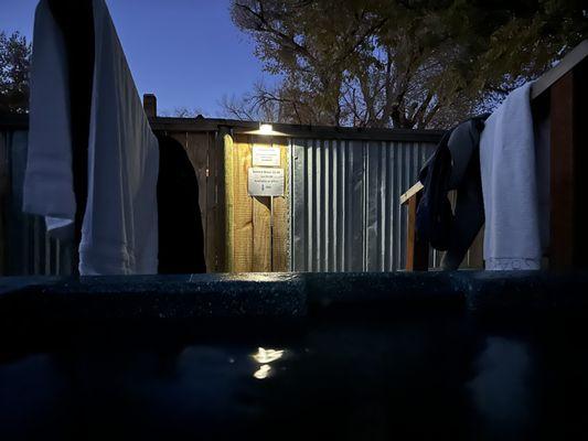 The outdoor hot tub with the fencing and door. It felt pretty private, but we were also the only ones using the tubs that evening.