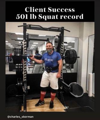 Set the men's over 40 squat record at the Olympic club on SF.