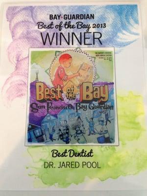 WSPD is proud to announce we won BEST DENTAL OFFICE in the SF Bay Guardian's annual "Best of the Bay" contest!