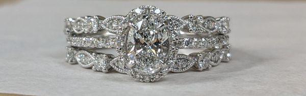 Vintage inspired engagement ring set