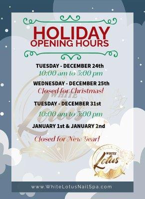 Holiday hours