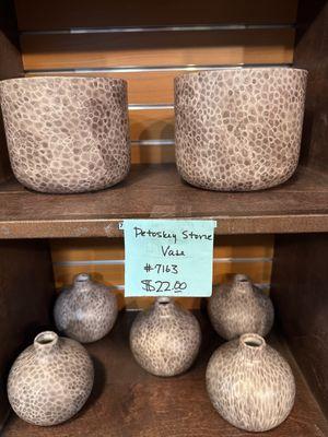 Petoskey stone vases