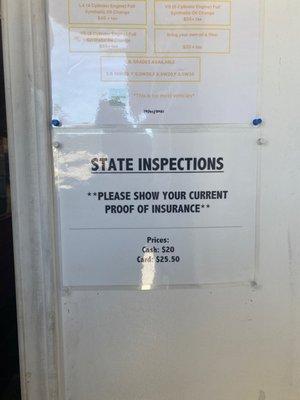 Inspection prices