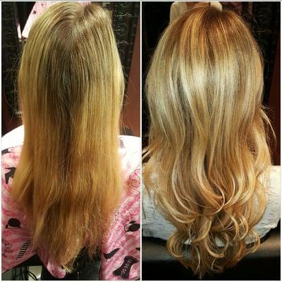 Foil highlight transitioned to blonde balayage