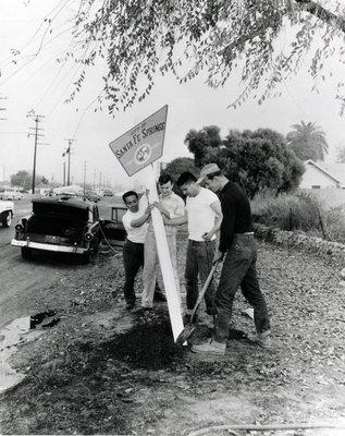 The first City of Santa Fe Springs welcome sign.