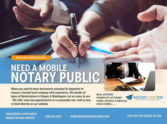 Need a Mobile Notary to you? We can help!