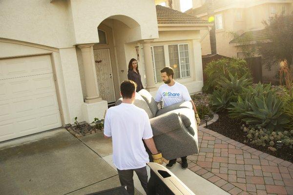 Delivering a couch to a customer home