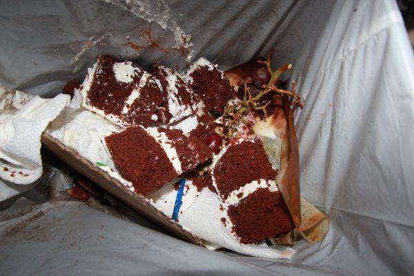 Sadly, we tossed 90% of the cake away.