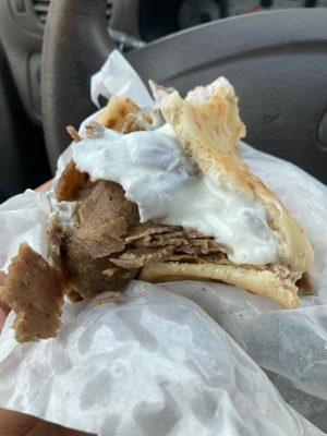 Gyro no onions half eaten (it's huge)