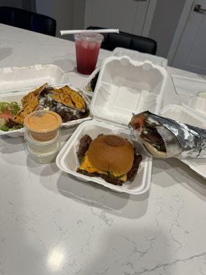 Cheese Burger, Lamb Gyro Bowl