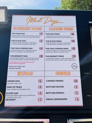 Mad Dogs Menu