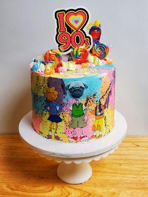 90s  theme birthday cake party