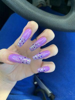 Purple ombré glitter nails