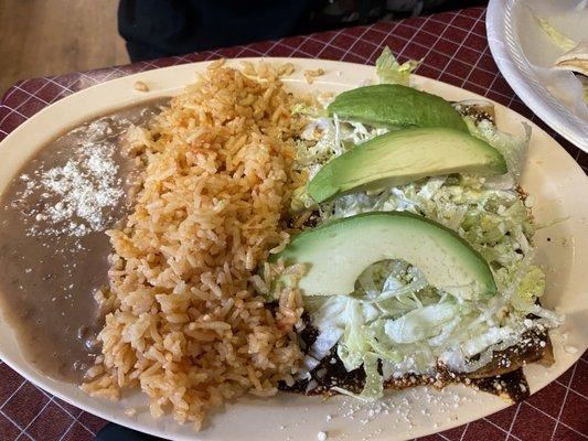 Cheese enchilada.  Red mole.