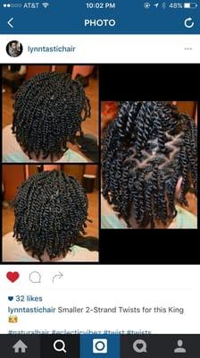 Lynn showing out on my 2-strand twists