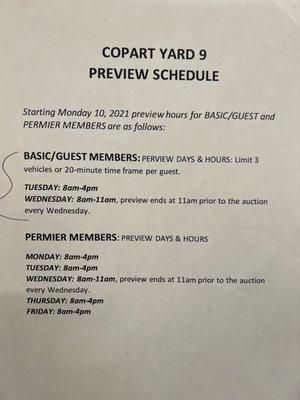 If you're a basic member, you can only preview the cars on Tues and Wed.