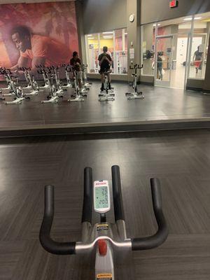 My friend and I in the indoor biking room