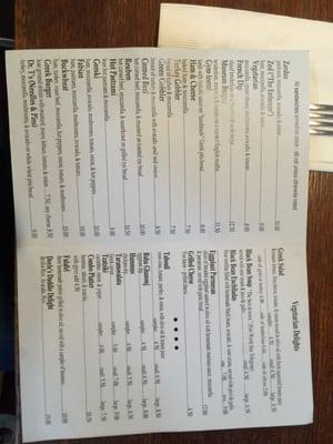 Lunch menu