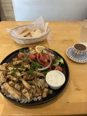 Gyro platter and Turkish coffee