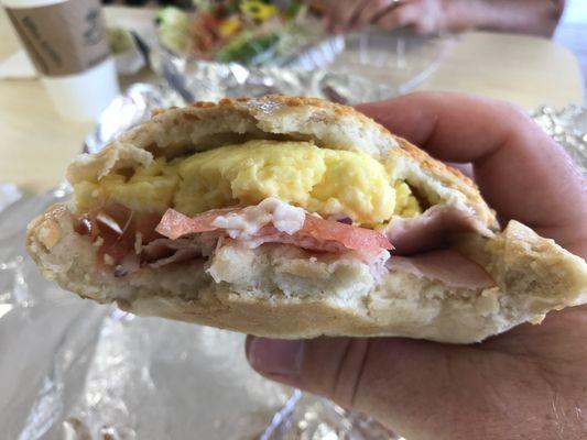 Bagel deluxe with Canadian bacon