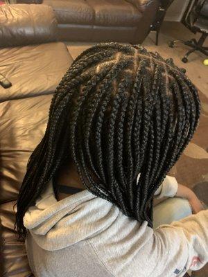 Mid length knotless braids