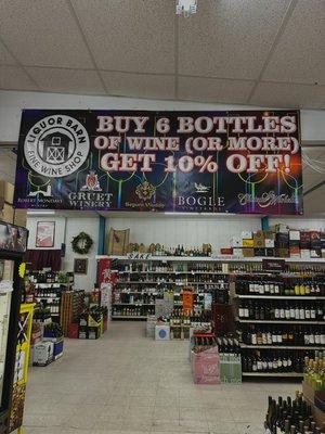 10% off on 6 or more bottles of wine!